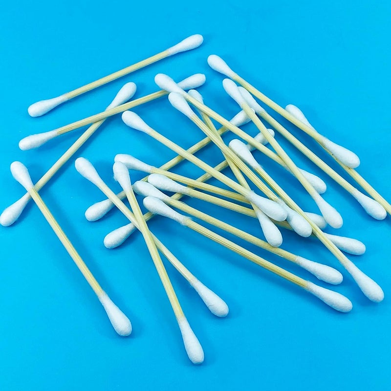 CGR 1050pcs Organic cotton Swabs, 100% Cotton Double-Tipped, Bamboo Sticks(compostable), Travel Pack(3 Pack of 350 Swabs Total) - Image 5